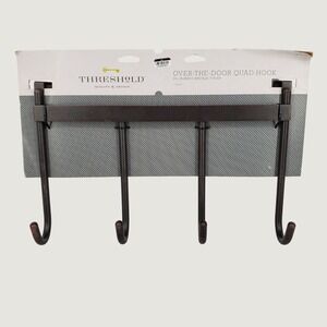 Threshold Over the Door Quad Hook Oil Rubbed Bronze Finish 4 Hook Rack Organizer